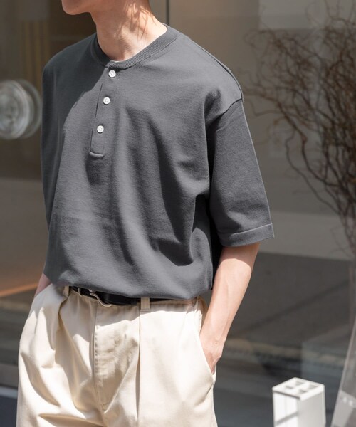 URBAN RESEARCH DOORS（アーバンリサーチドアーズ）の「FORK&SPOON　ヘンリーネックニットTシャツ（ニット/セーター・メンズ・IVORY/MOSSMINT/GRAY・4/5）」の10枚目の写真