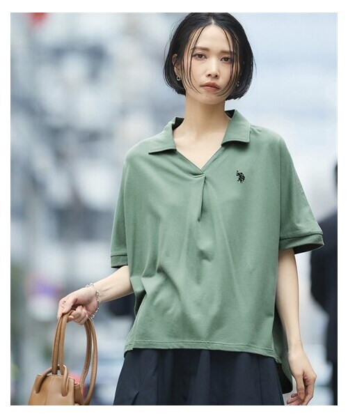 nissen（ニッセン）の「【U.S. POLO ASSN.】スキッパーポロシャツ（ポロシャツ・レディース・黒/オフホワイト/モスグリーン/杢グレー・S/M/L/LL/3L/4L/5L/6L）」の22枚目の写真