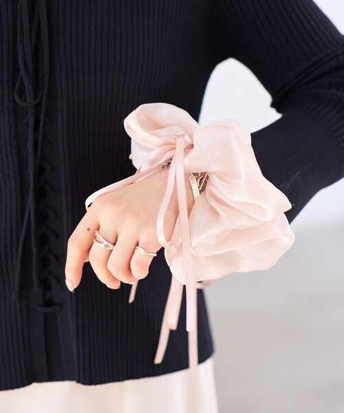 VIS(ビス)の「シフォンリボンシュシュ(シュシュ・レディース・ブラック/ベージュ・F)」の6枚目の写真