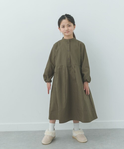 URBAN RESEARCH DOORS（アーバンリサーチドアーズ）の「『親子リンク』『UR TECH』チェック柄ワンピース(KIDS)（ワンピース・キッズ・BROWN/NAVY・105/120/135）」の6枚目の写真