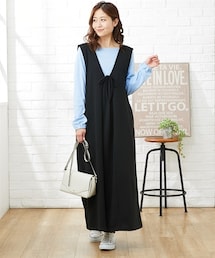 【マタニティウエア・授乳服】前後2WAYジャンスカワンピース＋トップスセット（産前・産後）