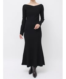 LAGUNAMOON | アシンメトリーネックフレアニットワンピース(ワンピース)