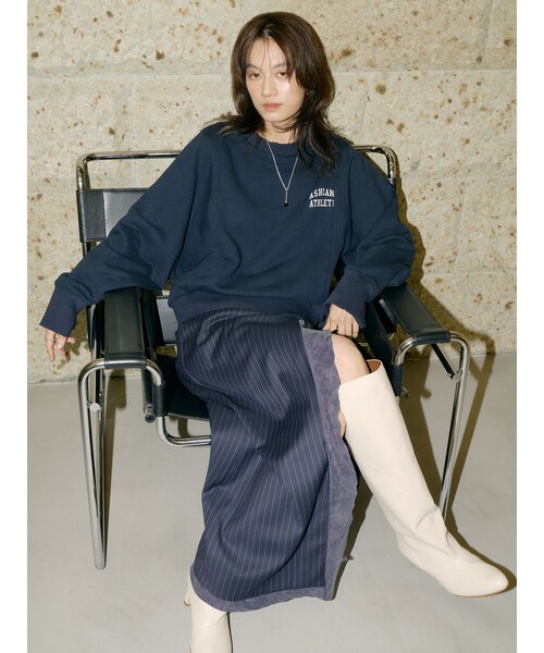 Ungrid（アングリッド）の「【Htage】ストライプラップデザインスカート（その他・レディース・グレー/ネイビー・S/M）」の17枚目の写真