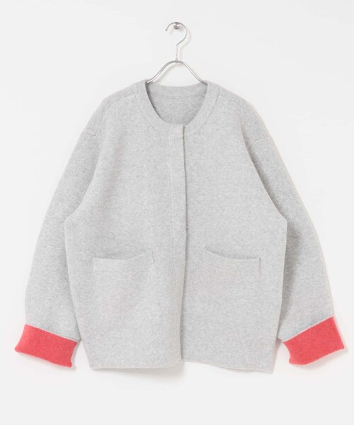 SENSE OF PLACE by URBAN RESEARCH（センスオブプレイスバイアーバンリサーチ）の「バイカラーニットコート（テーラードジャケット・レディース・L.GRY×PNK/CHA×BLU/MOC×YEL/YEL×GRY・one）」の21枚目の写真