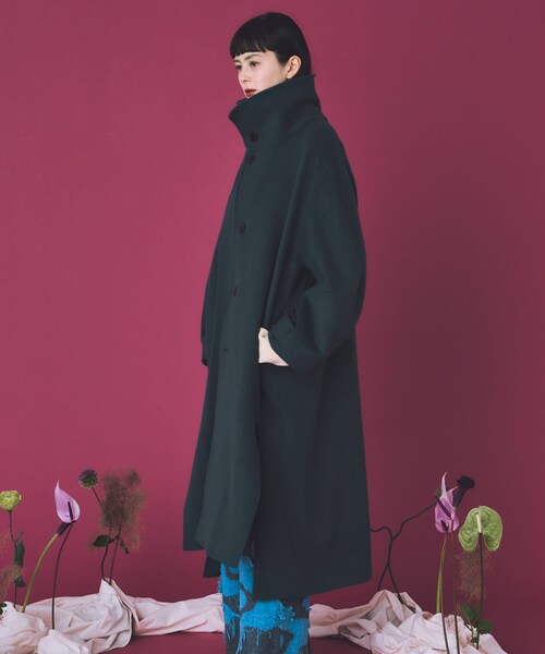 THE GOODLAND MARKET（ザグッドランドマーケット）の「cwtch　WOOL LONG COAT（ステンカラーコート・レディース・GREEN/BLACK/OAT・FREE）」の16枚目の写真