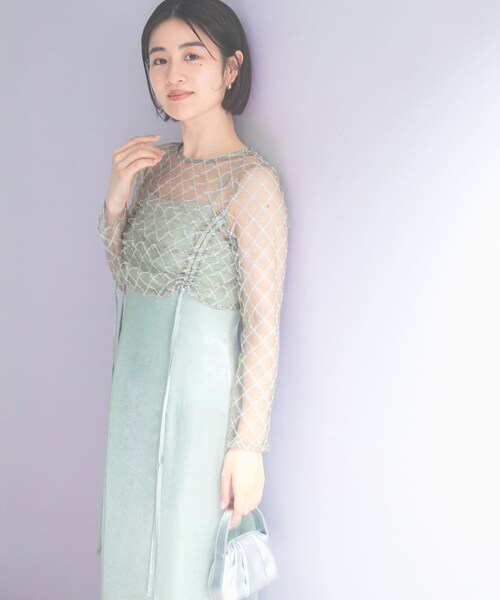 URBAN RESEARCH ROSSO（アーバンリサーチロッソ）の「kaene　ドロストギャザーセパレートドレス（ワンピース・レディース・GRAY/MINT・36）」の15枚目の写真
