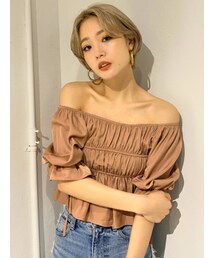 EMODA | コンパクトギャザーショートトップ(シャツ/ブラウス)