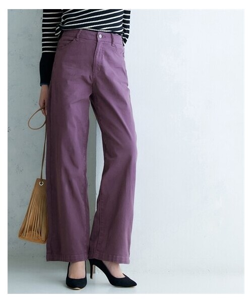 nissen（ニッセン）の「ゆるフィットワイドパンツ（股下68cm）＜大きいサイズ有＞（パンツ・レディース・黒/カーキ/ライトベージュ/オフホワイト/モカチャコール/ダークグリーン/モーブピンク/パープル/オレンジブラウン・S/M/L/LL/3L/4L/5L/6L/8L/10L）」の7枚目の写真