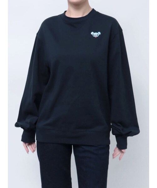 MERCURYDUO（マーキュリーデュオ）の「【ポンポネットジュニアコラボ】 ミントくん刺繍オーバースエット（スウェット・レディース・ブルー/ネイビー・F）」の2枚目の写真