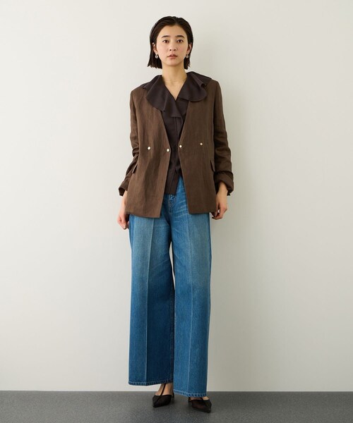 ROPE'(ロペ)の「リネンライクフリルカラーブラウス/セットアップ対応・イージーケア(シャツ/ブラウス・レディース・ベージュ/ダークブラウン・36/38)」の18枚目の写真