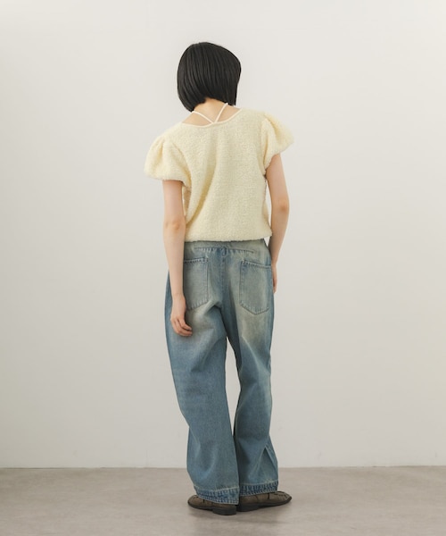 KBF（ケイビーエフ）の「ループニットパフスリーブトップス（ニット/セーター・レディース・IVORY/BLACK・One）」の10枚目の写真