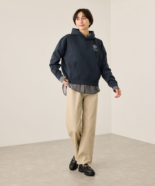 ROPE' PICNIC（ロペピクニック）の「【le coq sportif/ルコックスポルティフ】防風リブニットフーディースウェット/UVカット（パーカー・レディース・ベージュ/グリーン/ネイビー・F）」の21枚目の写真