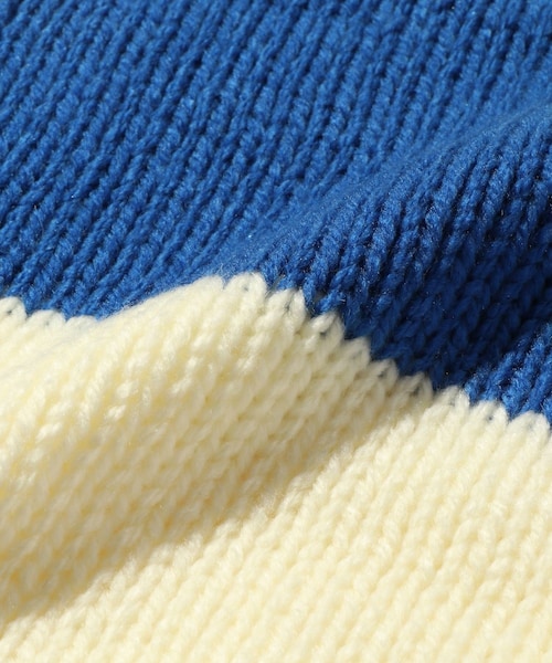 ADAM ET ROPE'（アダムエロペ）の「【RICE NINE TEN/ライス ナイン テン】HAND KNITTED STRIPED SCARF（マフラー・メンズ・ブルー/レッド・F）」の6枚目の写真