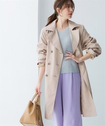 nissen | 【花粉がつきにくい】トレンチコート（裏地ストライプ・共布ベルト付）（はっ水・防汚機能）＜大きいサイズ有＞(ジャケット/アウター)