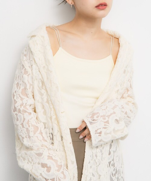 KBF（ケイビーエフ）の「スパゲティダブルストラップキャミソール（キャミソール・レディース・IVORY/CHARCOAL/BLACK・one）」の4枚目の写真