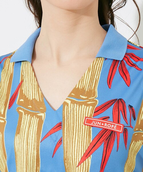 ROPE'（ロペ）の「【UV】【吸水速乾】バンブー柄プリントノースリーブワンピース（ワンピース・レディース・ブラック/ブルー・L/M/S）」の14枚目の写真