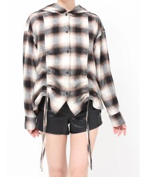 EVRIS | フード付きチェックシャツ(シャツ/ブラウス)