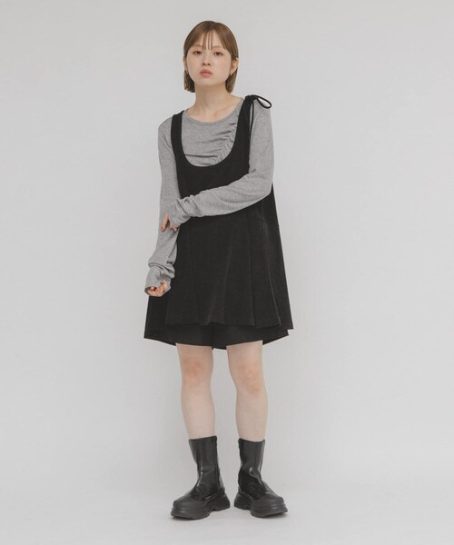 KBF（ケイビーエフ）の「2WAYローフレアミニワンピース（ワンピース・レディース・BROWN/BLACK・one）」の8枚目の写真