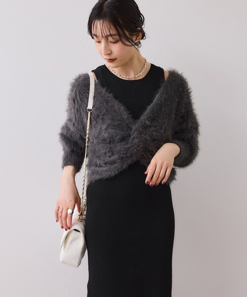 VIS（ビス）の「ねじりショートトップス付きロングニットワンピース/イージーケア（ワンピース・レディース・チャコール/キナリ/ベージュ・F）」の20枚目の写真