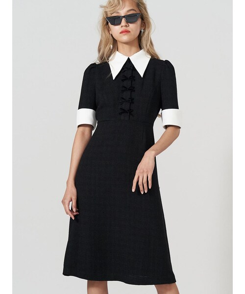 【タグ付】PAMEO POSE Betty Dress 黒 白　M セーラー襟 PAMEO POSE（パメオポーズ）の「Black Bow Dress（ワンピース）」 - WEAR