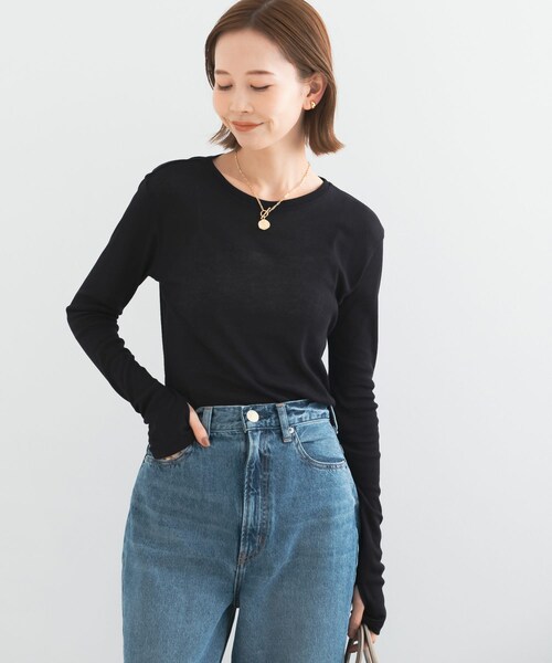 URBAN RESEARCH ROSSO（アーバンリサーチロッソ）の「シアーテレコカットソー（Tシャツ/カットソー・レディース・apricot/off/dark navy・FREE）」の17枚目の写真