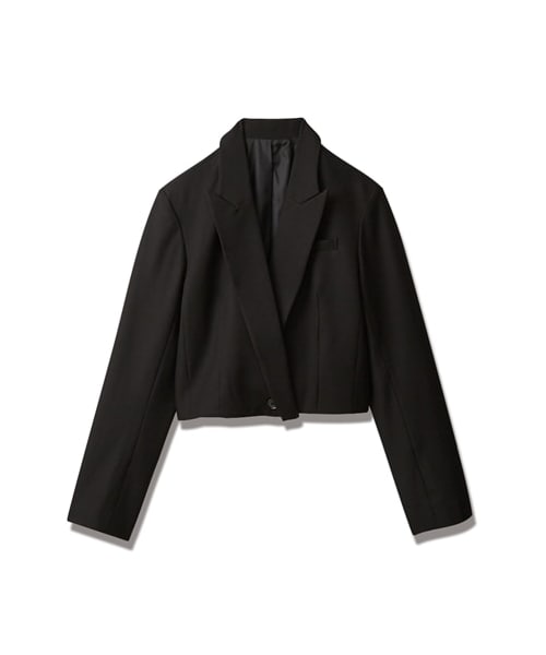 nissen（ニッセン）の「【CHIC STYLE】クロップドテーラードジャケット（ジャケット/アウター・レディース・グレー/黒・M/L/LL/3L/4L/5L/6L/8L/10L）」の2枚目の写真