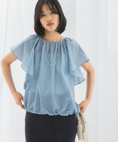 URBAN RESEARCH ROSSO（アーバンリサーチロッソ）の「コットンシルクフレアスリーブブラウス（シャツ/ブラウス・レディース・sax/off/red・FREE）」の2枚目の写真