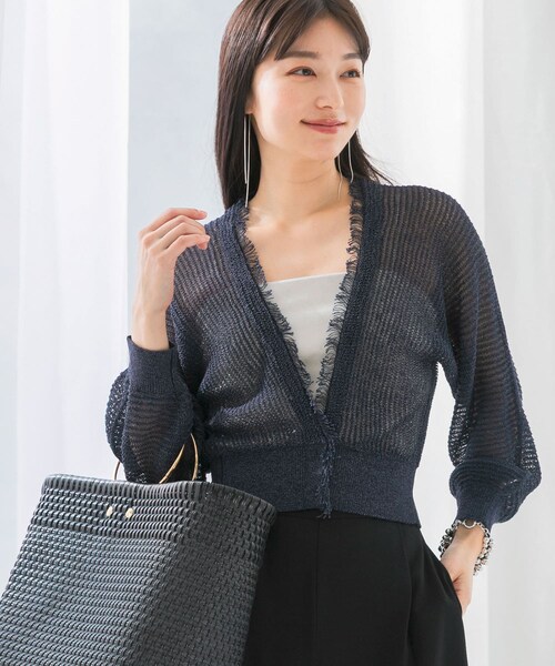 URBAN RESEARCH ROSSO（アーバンリサーチロッソ）の「柄編みフリンジカーディガン（カーディガン/ボレロ・レディース・navy/off/aqua・FREE）」の14枚目の写真