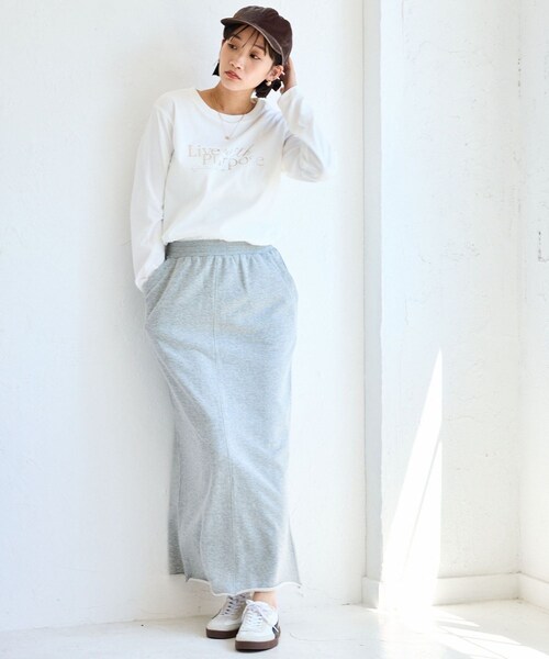 VIS（ビス）の「フォト＆ロゴアソートロングスリーブTシャツ（Tシャツ/カットソー・レディース・チャコール/ホワイト/ホワイト系/キナリ・F）」の21枚目の写真