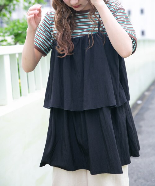 ITEMS URBANRESEARCH(アイテムズ アーバンリサーチ)の「チュニックレイヤードキャミソール(チュニック・レディース・BLK/BEG・FREE)」の7枚目の写真