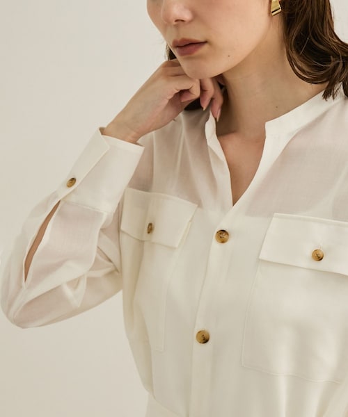 ROPE'（ロペ）の「【洗える】サファリシャツドレス（シャツワンピース・レディース・オフホワイト/ブラウン・36/38）」の7枚目の写真