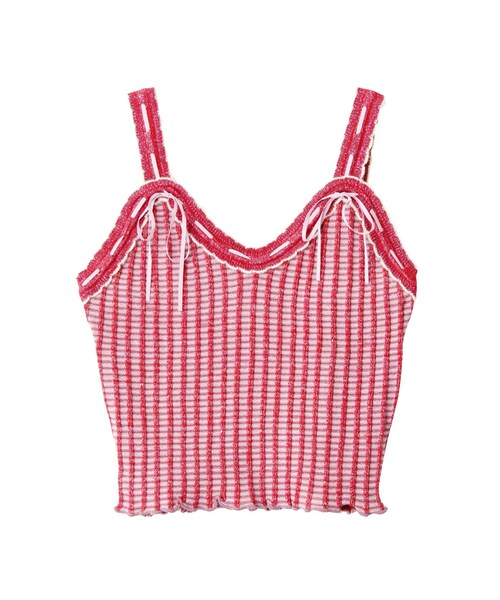 PAMEO POSE(パメオポーズ)の「KITTEN GLITTER STRIPE KNIT BUSTIER(キャミソール・レディース・ブラック/レッド/ピンク/ライトグリーン/スカイブルー・F)」の5枚目の写真
