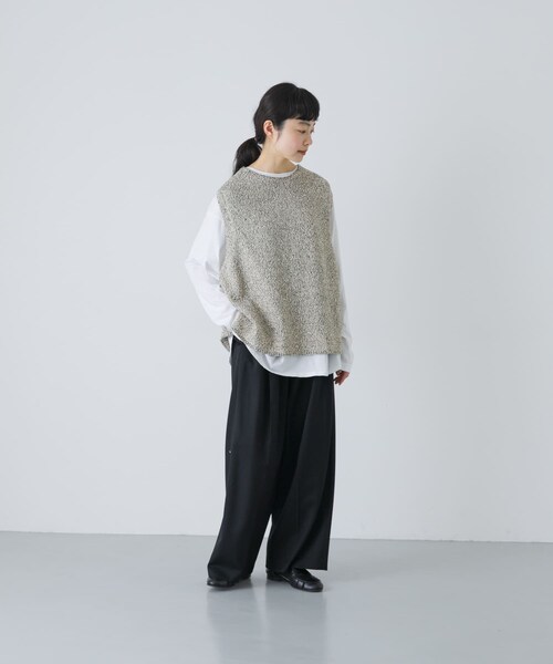 かぐれ（カグレ）の「テープヤーンニットベスト（ベスト・レディース・L/BEIGE/BLACK・Free）」の20枚目の写真