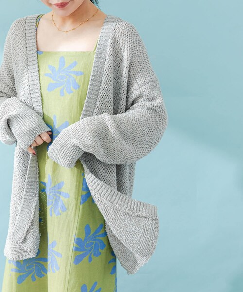 URBAN RESEARCH ROSSO（アーバンリサーチロッソ）の「透かし編みミドルカーディガン（カーディガン/ボレロ・レディース・gray/camel・FREE）」の7枚目の写真