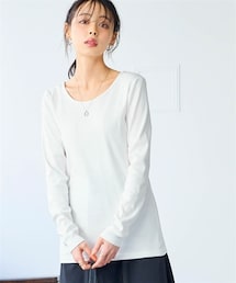 nissen | 綿100%フライス素材クルーネック長袖Tシャツ(UVカット)<大きいサイズ有>(Tシャツ/カットソー)