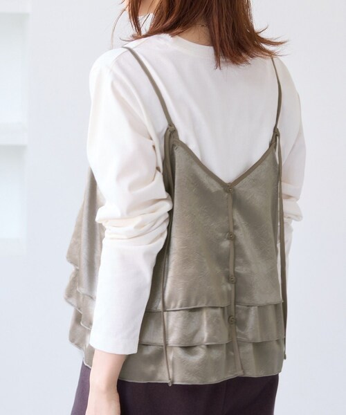 VIS（ビス）の「【WEB限定】サテンフリルビスチェ/2WAY（キャミソール・レディース・ブラック/ダークブラウン系/ベージュ系・F）」の19枚目の写真