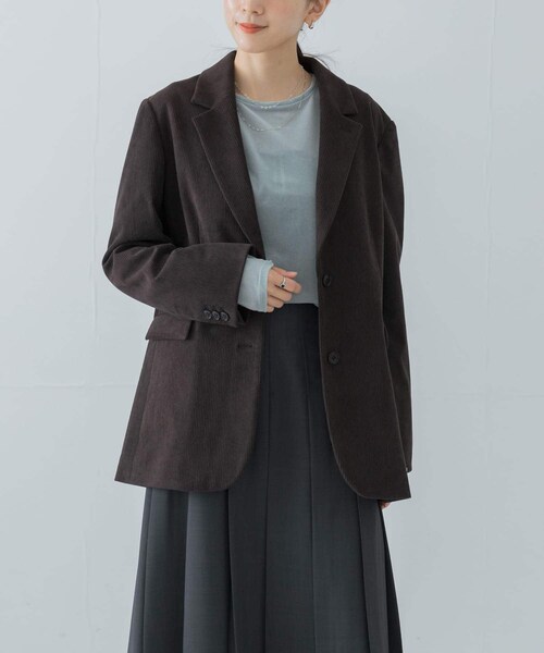 URBAN RESEARCH(アーバンリサーチ)の「トリコットコーデュロイジャケット(テーラードジャケット・レディース・BROWN/OFF WHITE・FREE)」の3枚目の写真