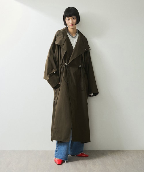 ADAM ET ROPE'(アダムエロペ)の「【WEB限定】スタンドカラーロングモッズコート(モッズコート・レディース・ブラック/オフホワイト/カーキ系・F)」の5枚目の写真