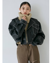 MURUA | フェイクレザーショートジャケット(ブルゾン)