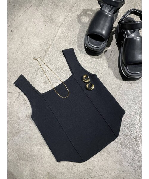 EMODA（エモダ）の「ミニマルフィットニット（タンクトップ・レディース・ライム/グリーン/ブラック/ホワイト/ミントグリーン/オレンジ・F）」の19枚目の写真