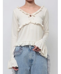 merry jenny | pointail frilly gather tops(Tシャツ/カットソー)