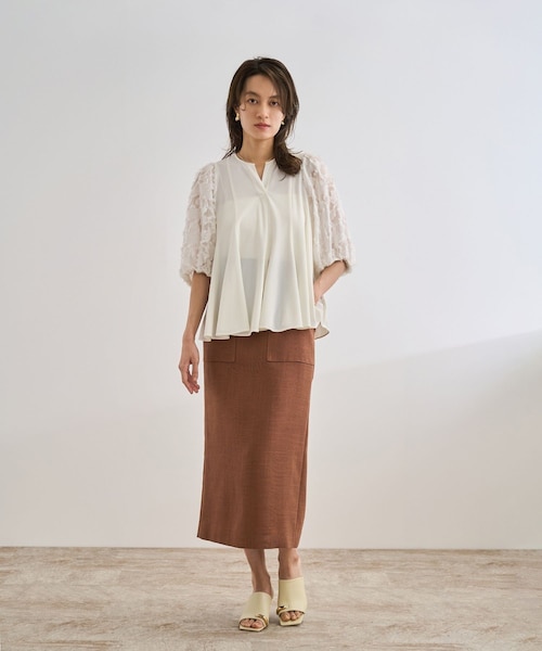 ROPE'（ロペ）の「ジャガードスリーブコンビブラウス/イージーケア（シャツ/ブラウス・レディース・ブラック/ホワイト・F）」の12枚目の写真