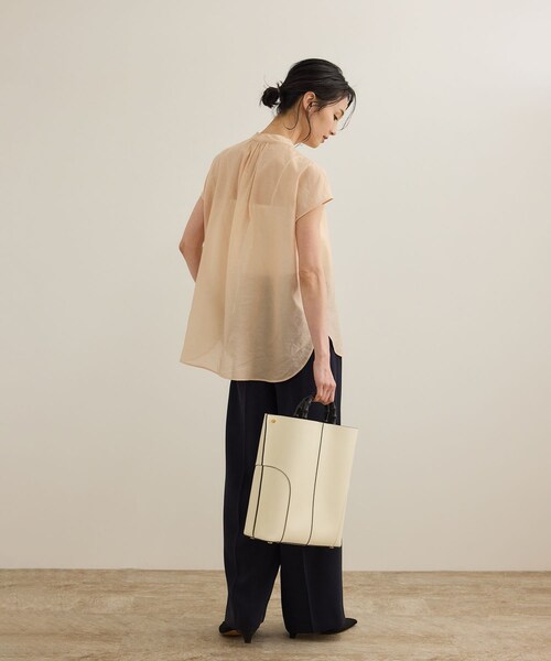 ROPE'（ロペ）の「【洗える】キュプラシルク フレンチスリーブブラウス（シャツ/ブラウス・レディース・ホワイト/ベージュ/ネイビー/ピンク系・F）」の16枚目の写真