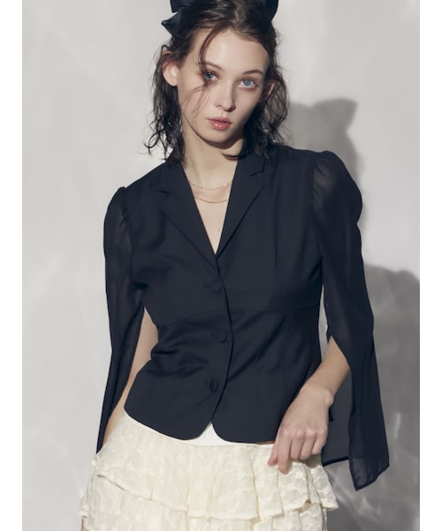 RESEXXY（リゼクシー）の「シアースリーブコルセットジャケット（テーラードジャケット・レディース・ホワイト/ブラック/ベージュ・F）」の9枚目の写真