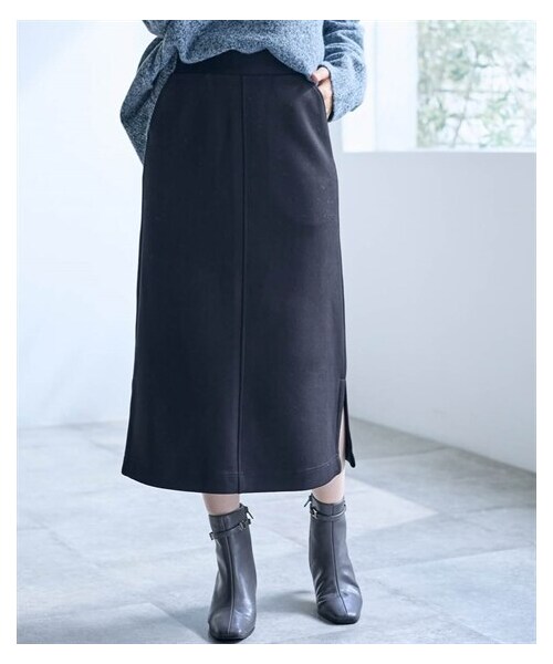 nissen（ニッセン）の「ダンボールニットタイトスカート【OtonaSMILE】（スカート・レディース・杢グレー/黒・M/L/LL/3L/4L）」の3枚目の写真