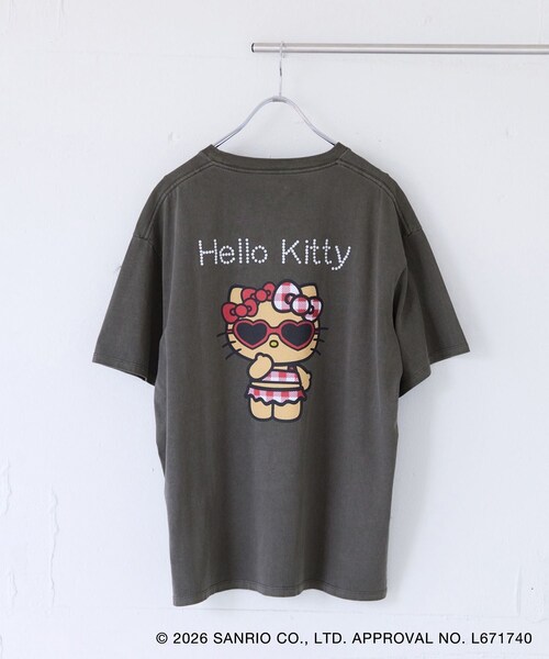 VIS(ビス)の「【HELLO KITTY×VIS】日焼けデザイン ハローキティビッグTシャツ(Tシャツ/カットソー・レディース・チャコール/ホワイト系・F)」の7枚目の写真