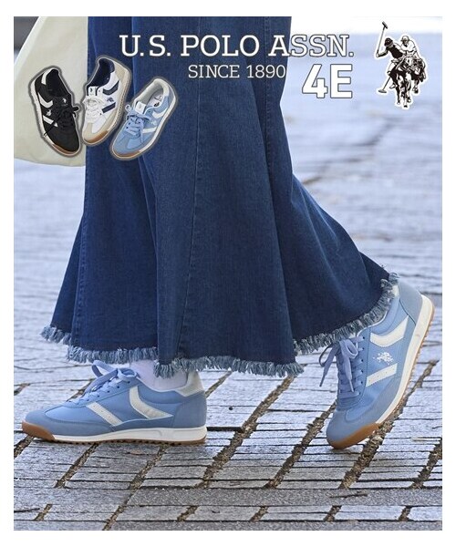 nissen（ニッセン）の「【ゆったり幅広】U.S. POLO ASSN.（ユーエスポロアッスン）カジュアルスニーカー（ワイズ４E）（スニーカー・メンズ・黒/ホワイト×ネイビー/ブルー・23.5cm/4E/24.0cm/4E/24.5cm/4E/25.0cm/4E/25.5cm/4E/26.0cm/4E）」の2枚目の写真