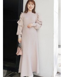 MERCURYDUO | ラッフルスリーブフレアニットワンピース(ワンピース)