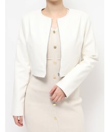 RESEXXY | ノーカラーフェイクレザージャケット(ライダースジャケット)