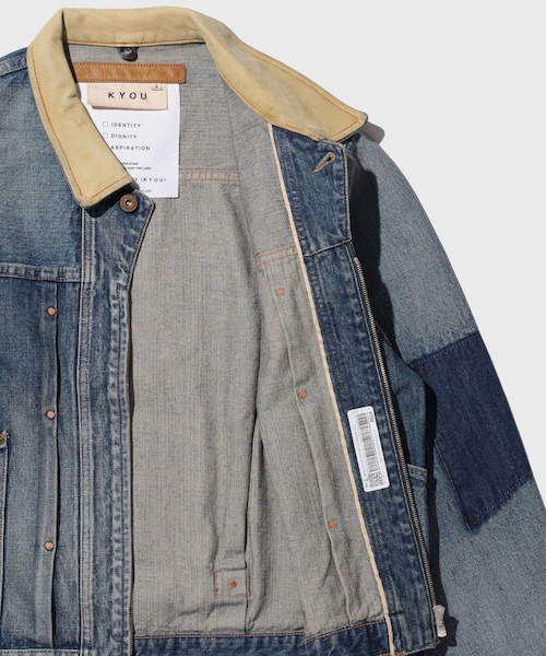 ADAM ET ROPE'(アダムエロペ)の「【KYOU/キョウ】ROEBUCK LEATHER Type-50s Jacket Different Edition(デニムジャケット・メンズ・ブラウン/ブルー系・1/2/3)」の15枚目の写真